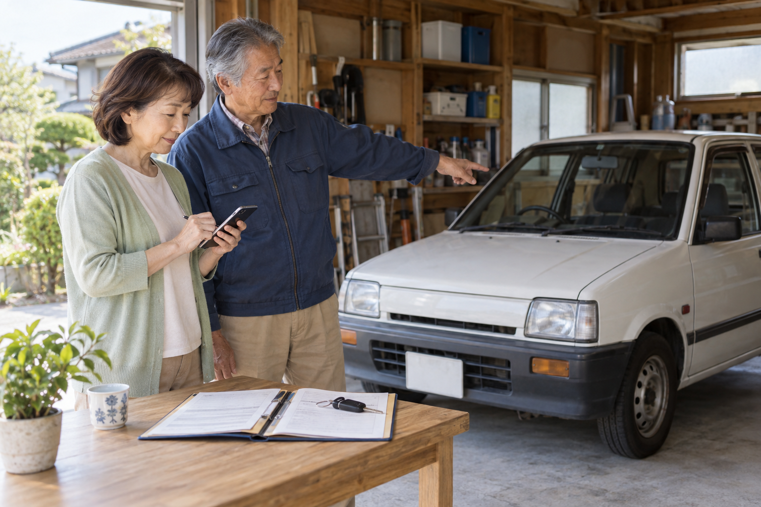 親名義の車について問い合わせる前に書類を整理する家族